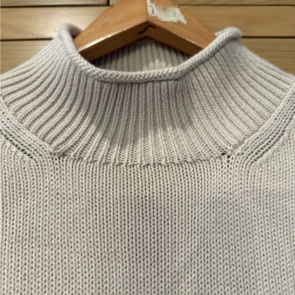 J. Crew Cream Turtleneck Rolled Hemline Sweater / Cotton / xsmall